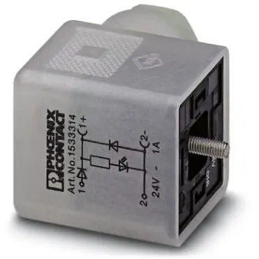 Valve connector, DIN shape A, 3 pole, 24 V, 0.34-1.5 mm², 1533314 - 1