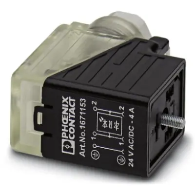 Valve connector, DIN shape B, 3 pole, 24 V, 0.34-2.5 mm², 1671153 - 1