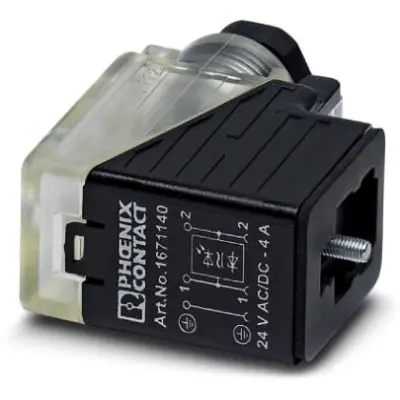 Valve connector, DIN shape BI, 3 pole, 24 V, 0.34-1.5 mm², 1671140 - 1