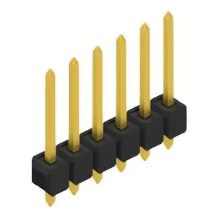 Pin header, 6 pole, pitch 2.54 mm, straight, black, SL 20 THR 139 6 G - 1