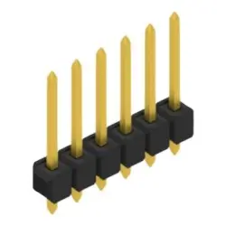 Pin header, 6 pole, pitch 2.54 mm, straight, black, SL 20 THR 139 6 G