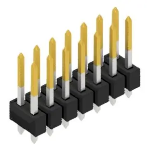 Pin header, 14 pole, pitch 2.54 mm, straight, black, SL 21 THR 124 14 S - 1