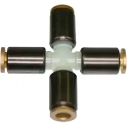 Cross connector, L 34 mm, for 4 x 1 and 4 x 0.65 tubing, 52.060