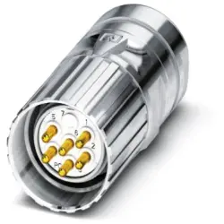 Plug, M23, 9 pole, solder connection, screw locking, straight, 1619767