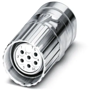 Jack, M23, 9 pole, solder connection, screw locking, straight, 1619768 - 1