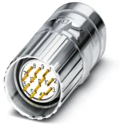 Plug, M23, 17 pole, solder connection, screw locking, straight, 1619755