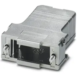 D-Sub connector housing, size: 2 (DA), angled 45°, cable Ø 3.5 to 8.6 mm, ABS, metallisiert, silver, 1419718