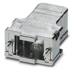 D-Sub connector housing, size: 1 (DE), angled 45°, cable Ø 3.5 to 8.6 mm, ABS, metallisiert, silver, 1419706