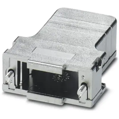 D-Sub connector housing, size: 2 (DA), straight 180°, cable Ø 4 to 11 mm, ABS, metallisiert, silver, 1419710 - 1