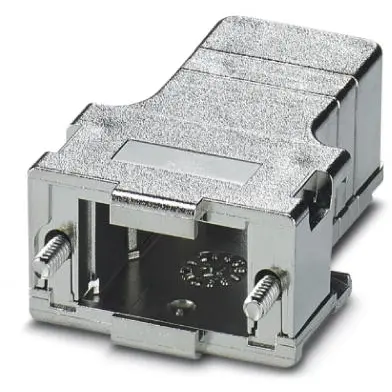 D-Sub connector housing, size: 1 (DE), straight 180°, cable Ø 4 to 11 mm, ABS, metallisiert, silver, 1419705 - 1