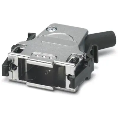 D-Sub connector housing, size: 2 (DA), angled 45°, cable Ø 3 to 8.5 mm, zinc die casting, silver, 1419725 - 1