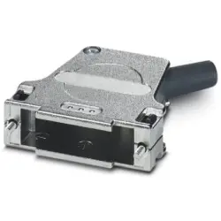 D-Sub connector housing, size: 3 (DB), angled 45°, cable Ø 3 to 8.5 mm, zinc die casting, silver, 1419728