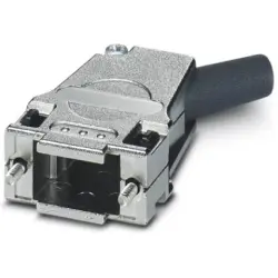 D-Sub connector housing, size: 1 (DE), angled 45°, cable Ø 3 to 9.5 mm, zinc die casting, silver, 1419723