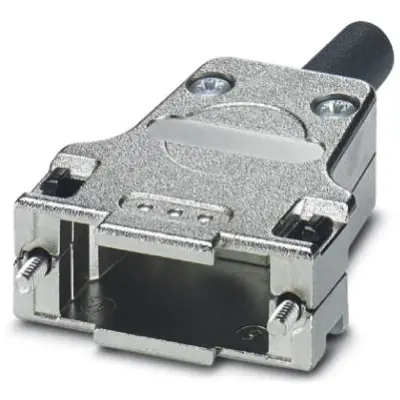 D-Sub connector housing, size: 2 (DA), straight 180°, cable Ø 3 to 8.5 mm, zinc die casting, silver, 1419724 - 1