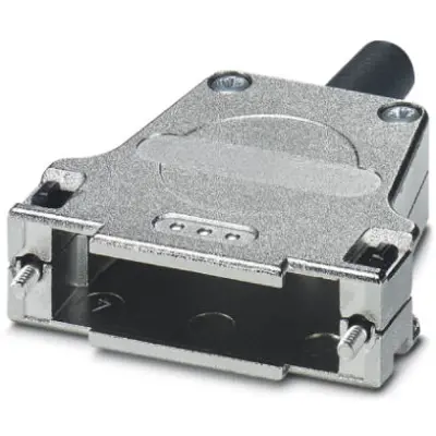 D-Sub connector housing, size: 3 (DB), straight 180°, cable Ø 3 to 8.5 mm, zinc die casting, silver, 1419727 - 1