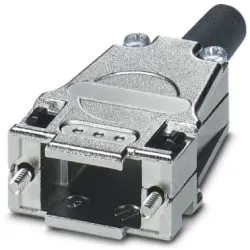 D-Sub connector housing, size: 1 (DE), straight 180°, cable Ø 3 to 9.5 mm, zinc die casting, silver, 1419722