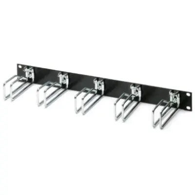 Shunting distributor, 19 inches, 1 U, with 5 metal brackets, (W x H) 482.6 x 44.45 mm, black, 1409284 - 1