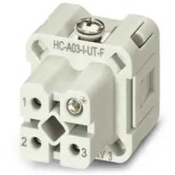 Socket contact insert, 7D, 3 pole, equipped, screw connection, with PE contact, 1585223