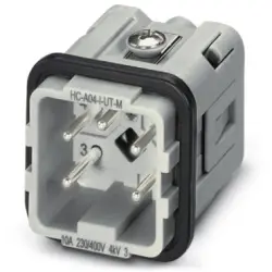 Pin contact insert, 7D, 4 pole, equipped, screw connection, with PE contact, 1585236
