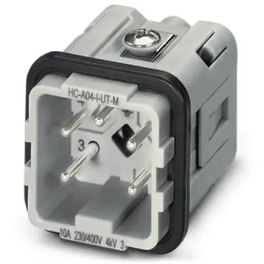Pin contact insert, 7D, 4 pole, equipped, screw connection, with PE contact, 1585236 - 1