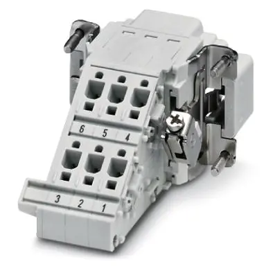 Pin contact insert, 6B, 6 pole, equipped, push-in, with PE contact, 1648364 - 1