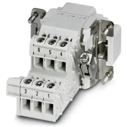 Pin contact insert, 6B, 6 pole, equipped, screw connection, with PE contact, 1648024