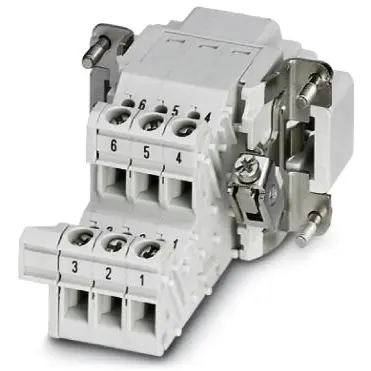 Pin contact insert, 6B, 6 pole, equipped, screw connection, with PE contact, 1648024 - 1