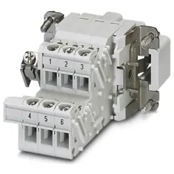 Pin contact insert, 6B, 6 pole, equipped, screw connection, with PE contact, 1648072