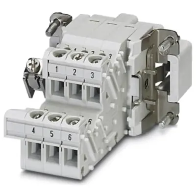 Pin contact insert, 6B, 6 pole, equipped, screw connection, with PE contact, 1648072 - 1