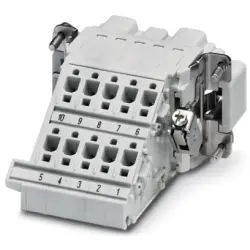 Pin contact insert, 10B, 10 pole, equipped, push-in, with PE contact, 1648403