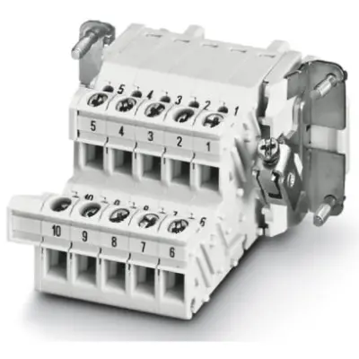 Socket contact insert, 10B, 10 pole, equipped, screw connection, with PE contact, 1648030 - 1