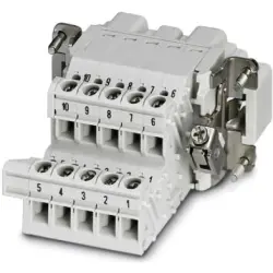 Pin contact insert, 10B, 10 pole, equipped, screw connection, with PE contact, 1648036