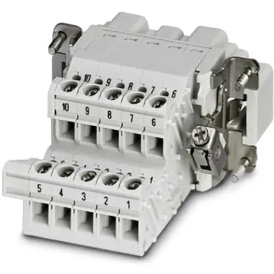 Pin contact insert, 10B, 10 pole, equipped, screw connection, with PE contact, 1648036 - 1