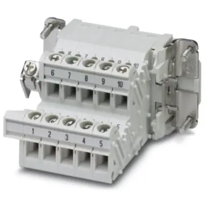 Socket contact insert, 10B, 10 pole, equipped, screw connection, with PE contact, 1648078 - 1