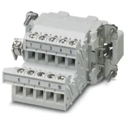 Pin contact insert, 10B, 10 pole, equipped, screw connection, with PE contact, 1648084
