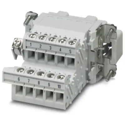 Pin contact insert, 10B, 10 pole, equipped, screw connection, with PE contact, 1648084 - 1