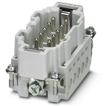 Pin contact insert, 10B, 10 pole, equipped, screw connection, with PE contact, 1648173 - 1