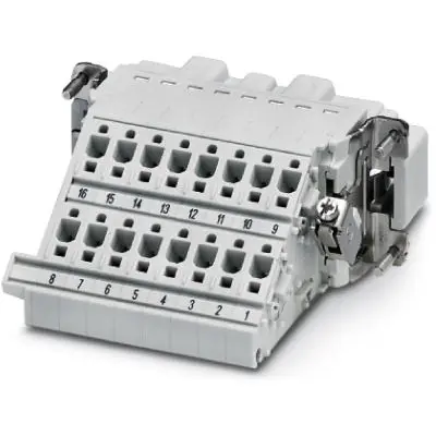 Pin contact insert, 16B, 16 pole, equipped, push-in, with PE contact, 1648445 - 1