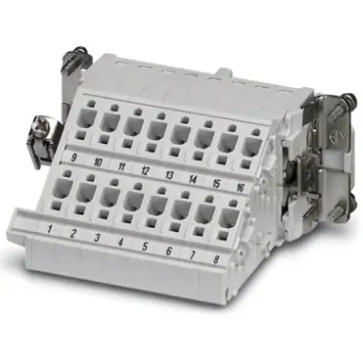 Socket contact insert, 16B, 16 pole, equipped, push-in, with PE contact, 1648458 - 1