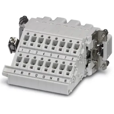 Pin contact insert, 16B, 16 pole, equipped, push-in, with PE contact, 1648461 - 1