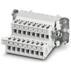 Socket contact insert, 16B, 16 pole, equipped, screw connection, with PE contact, 1648042