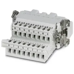 Pin contact insert, 16B, 16 pole, equipped, screw connection, with PE contact, 1648048