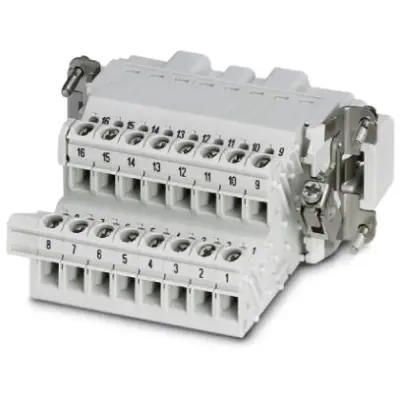 Pin contact insert, 16B, 16 pole, equipped, screw connection, with PE contact, 1648048 - 1