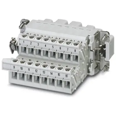 Pin contact insert, 16B, 16 pole, equipped, screw connection, with PE contact, 1648096 - 1
