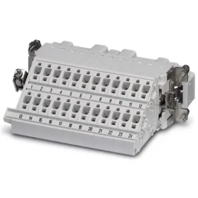 Pin contact insert, 24B, 24 pole, equipped, push-in, with PE contact, 1648500 - 1
