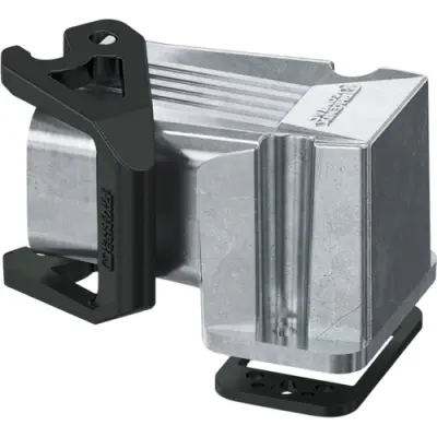 Surface mount housing, size COM, die-cast aluminum, longitudinal bow locking, IP66, 1078593 - 1