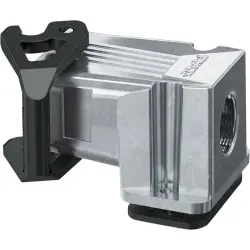 Surface mount housing, size COM, die-cast aluminum, 1 x M25, angled, longitudinal bow locking, IP66, 1078596