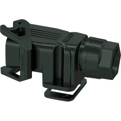 Surface mount housing, size COM, PA, 1 x M25, angled, longitudinal bow locking, IP66, 1079393 - 1