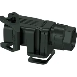 Surface mount housing, size COM, PA, 1 x M25, angled, longitudinal bow locking, IP66, 1079393