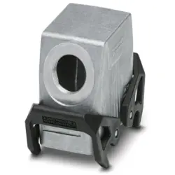 Grommet housing, size B10, die-cast aluminum, PG21, angled, cross bow locking, IP66/IP67, 1412610